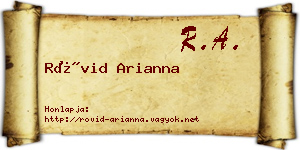 Rövid Arianna névjegykártya